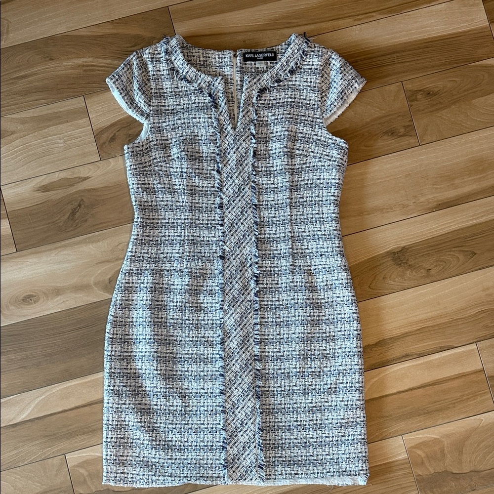 Karl Lagerfeld Black and White Tweed Mini Dress